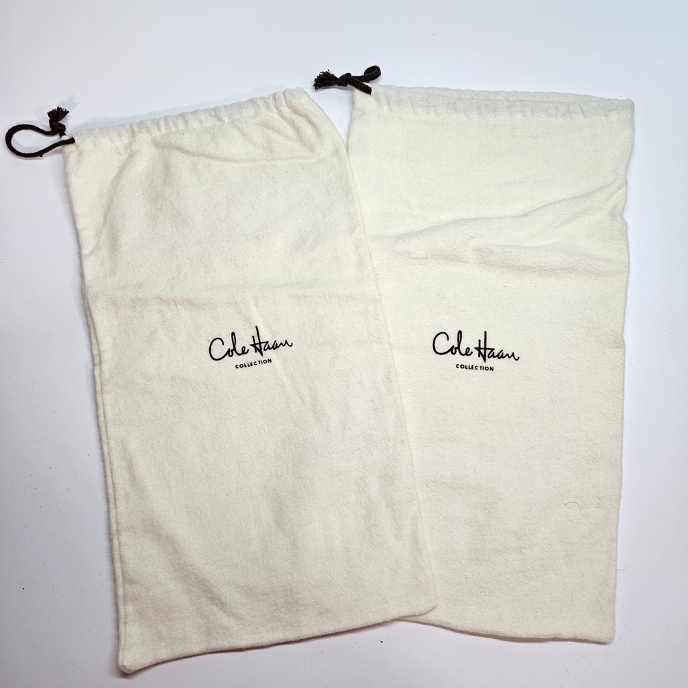 Cole Haan Collection Cream Shoe Storage Dust Travel Drawstring Bags Set of Two